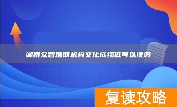 湖南众智培训机构文化成绩低可以读吗
