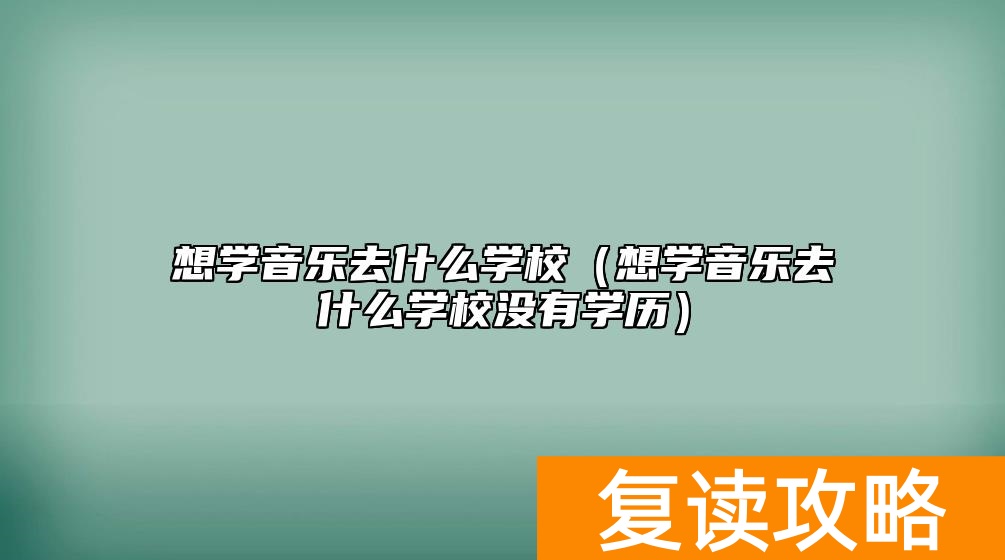 想学音乐去什么学校（想学音乐去什么学校没有学历）