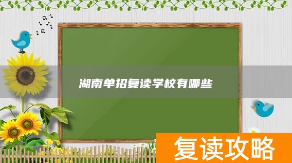 湖南单招复读学校有哪些