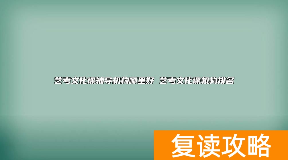 艺考文化课辅导机构哪里好 艺考文化课机构排名