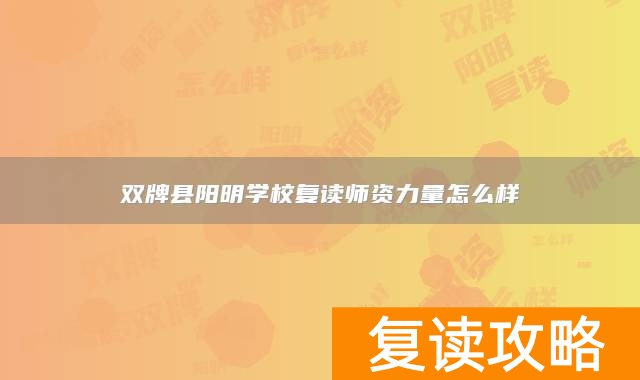 双牌县阳明学校复读师资力量怎么样