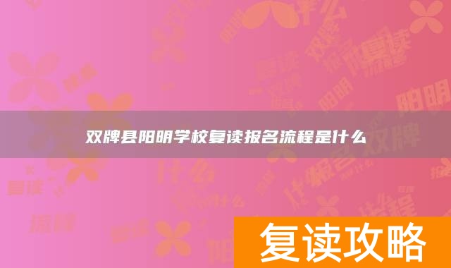 双牌县阳明学校复读报名流程是什么