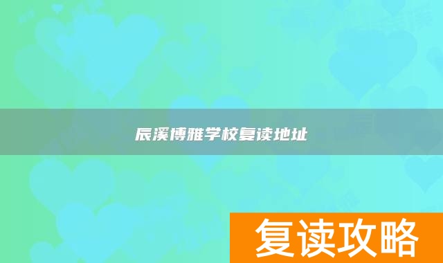 辰溪博雅学校复读地址