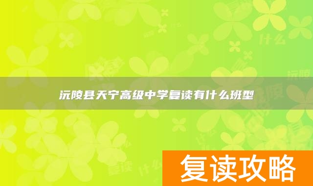 沅陵县天宁高级中学复读有什么班型