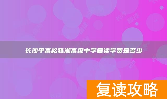 长沙平高松雅湖高级中学复读学费是多少