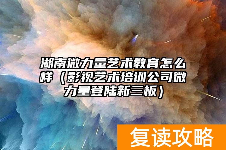 湖南微力量艺术教育怎么样（影视艺术培训公司微力量登陆新三板）