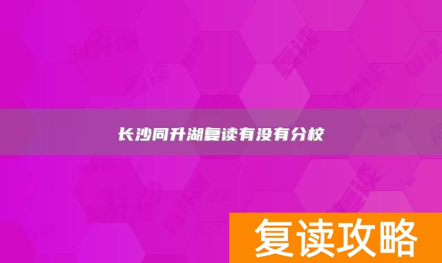 长沙同升湖复读有没有分校