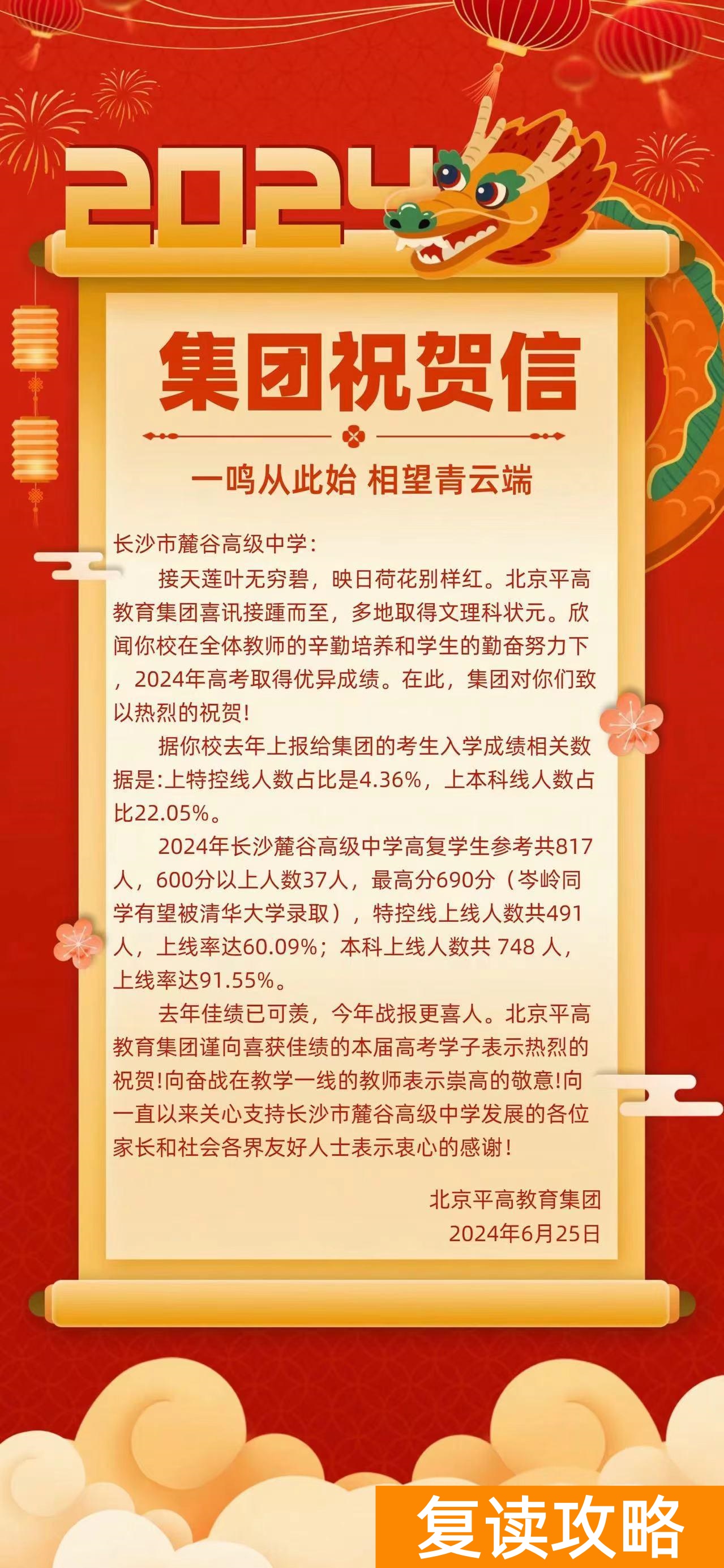 2024年长沙各主流复读学校真实成绩