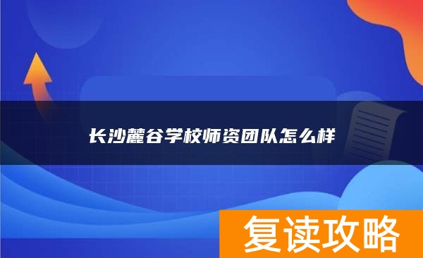 长沙麓谷学校师资团队怎么样