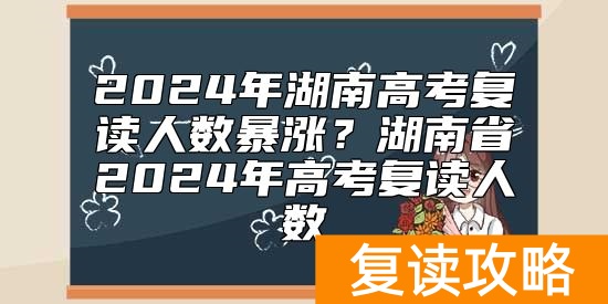2024年湖南高考复读人数暴涨？湖南省2024年高考复读人数