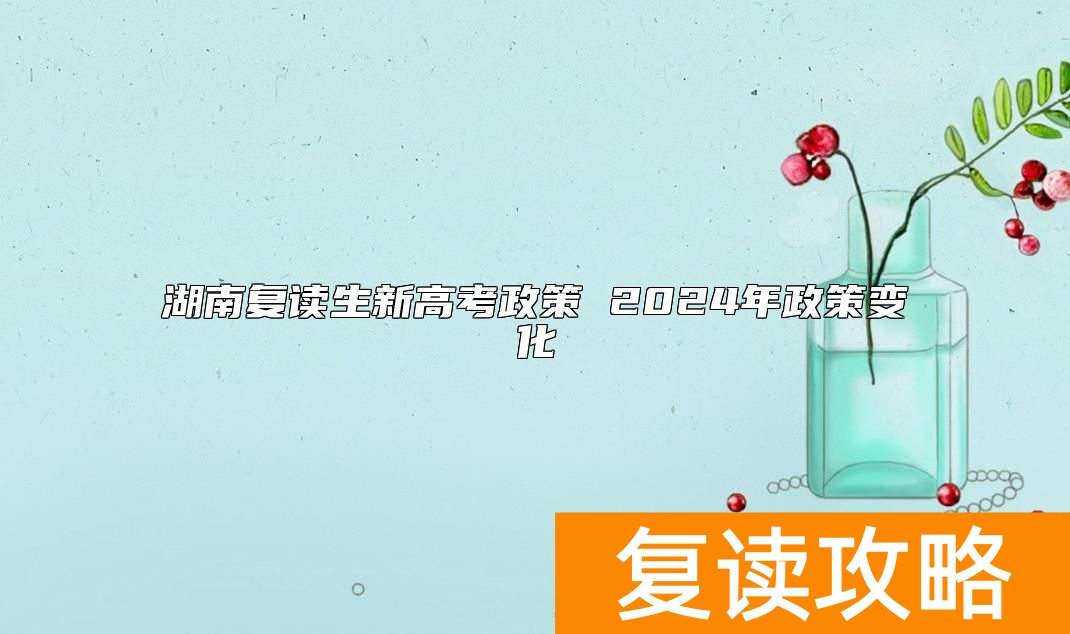 湖南复读生新高考政策 2024年政策变化