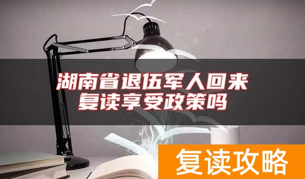 湖南省退伍军人回来复读享受政策吗