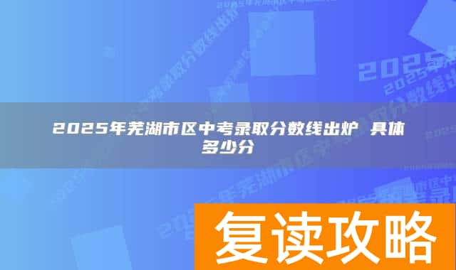 2025年芜湖市区中考录取分数线出炉 具体多少分