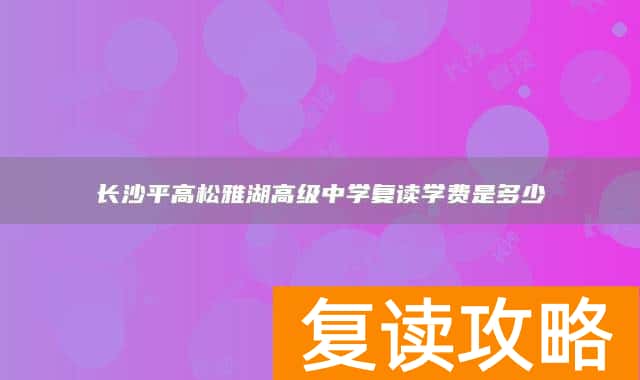 长沙平高松雅湖高级中学复读学费是多少
