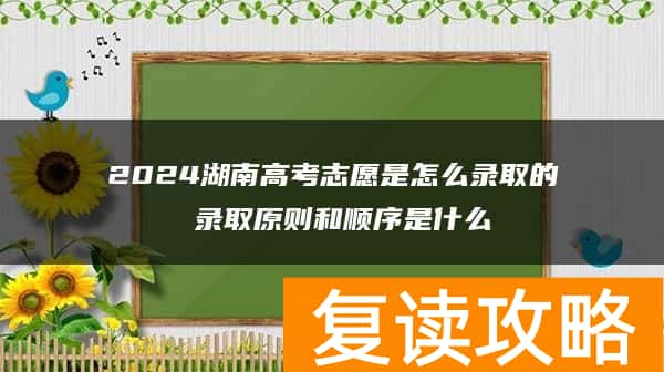 2024湖南高考志愿是怎么录取的 录取原则和顺序是什么
