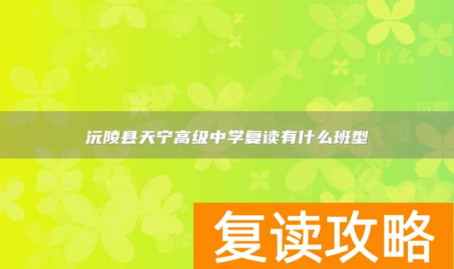沅陵县天宁高级中学复读有什么班型