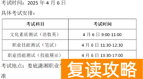 潇湘职业学院2025年单招第二志愿考试安排