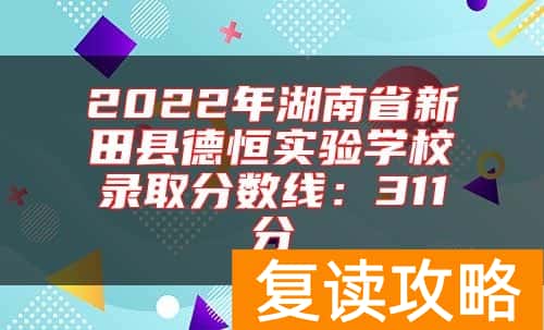 2022年湖南省新田县德恒实验学校录取分数线：311分