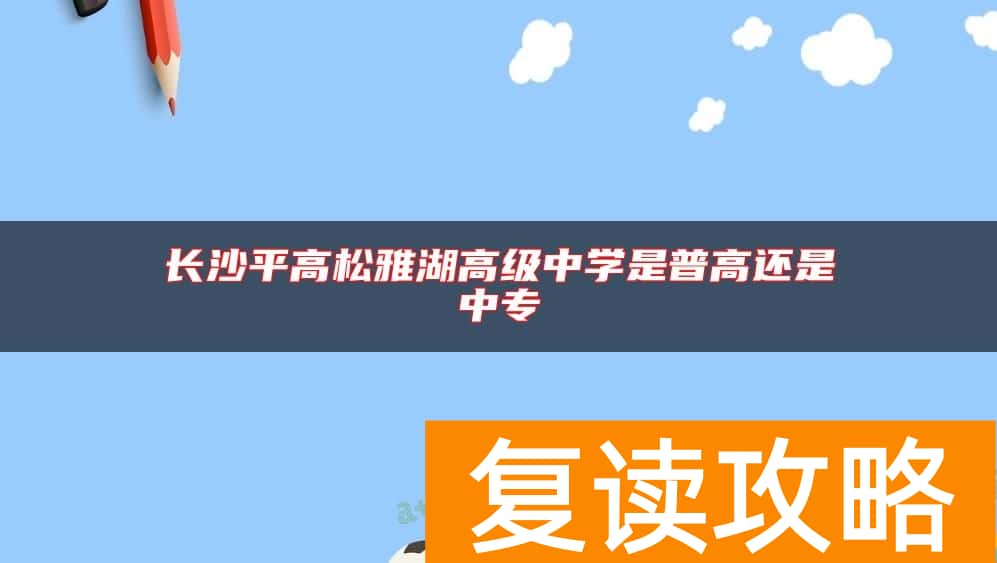 长沙平高松雅湖高级中学是普高还是中专