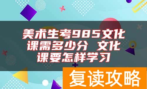 美术生考985文化课需多少分 文化课要怎样学习