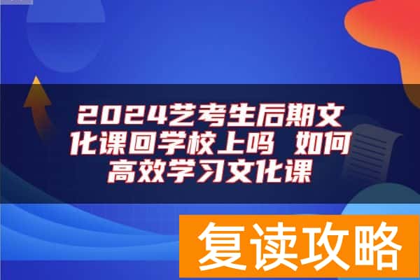 2024艺考生后期文化课回学校上吗 如何高效学习文化课