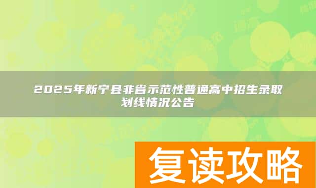 2025年新宁县非省示范性普通高中招生录取划线情况公告