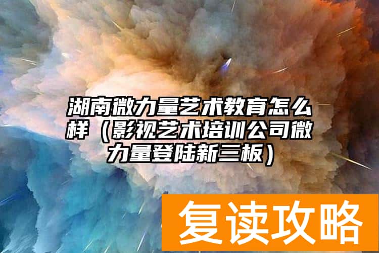 湖南微力量艺术教育怎么样（影视艺术培训公司微力量登陆新三板）
