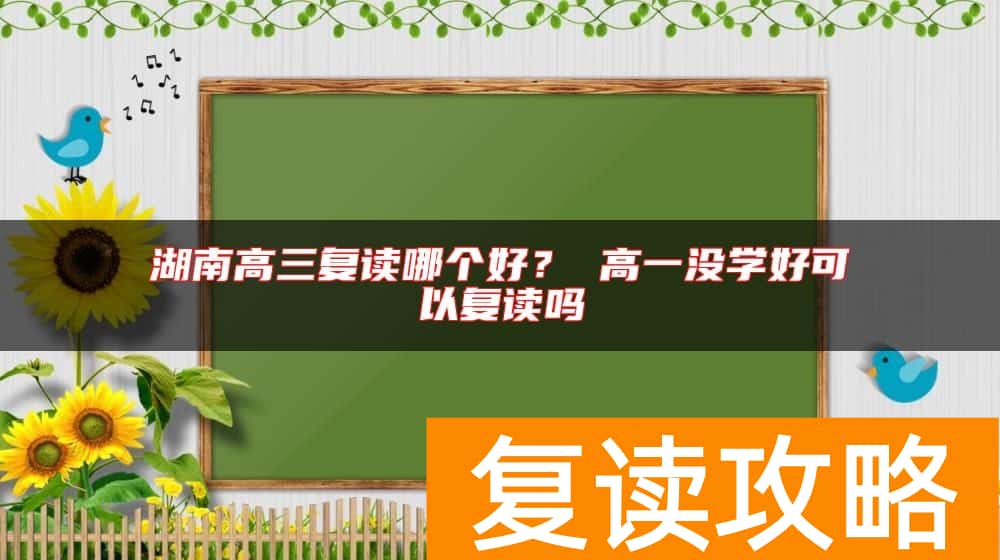 湖南高三复读哪个好？ 高一没学好可以复读吗