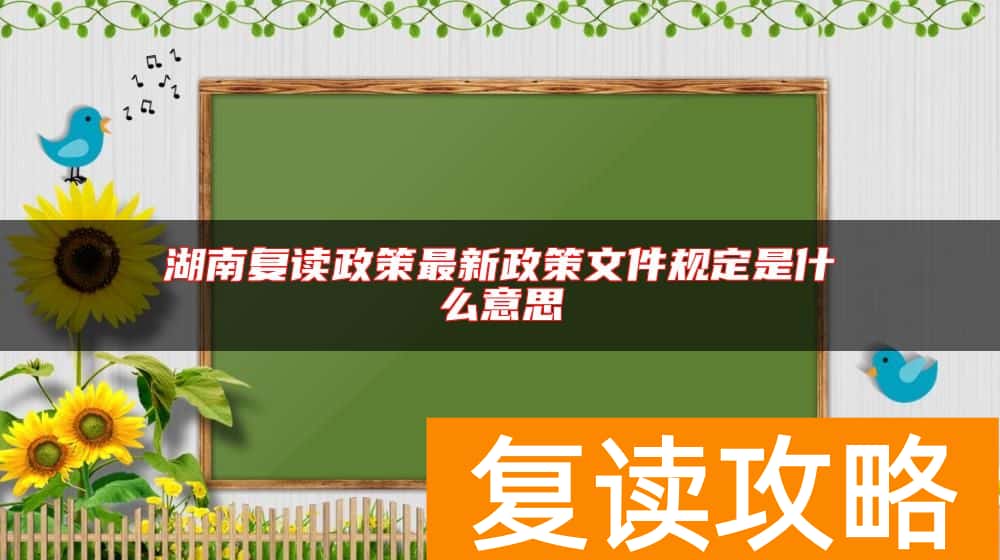 湖南复读政策最新政策文件规定是什么意思