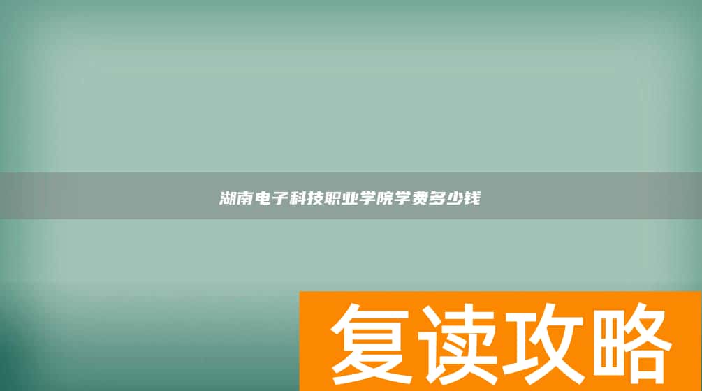 湖南电子科技职业学院学费多少钱