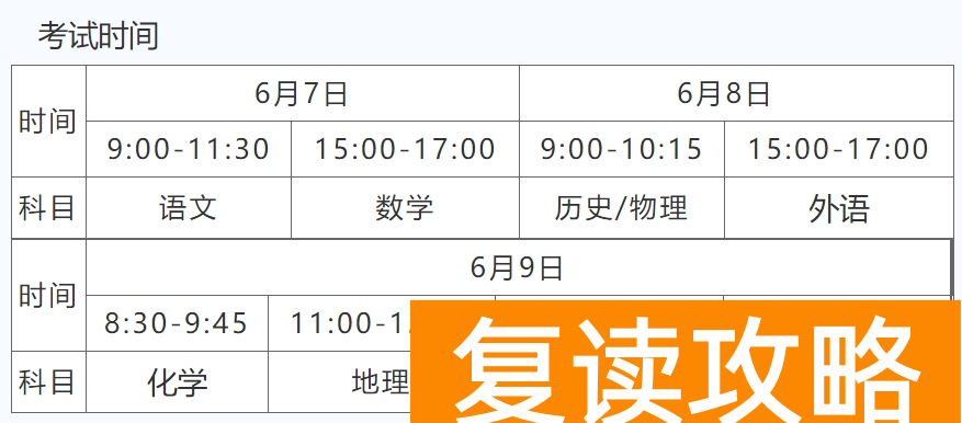 湖南2024年高考时间什么时候？考几天？