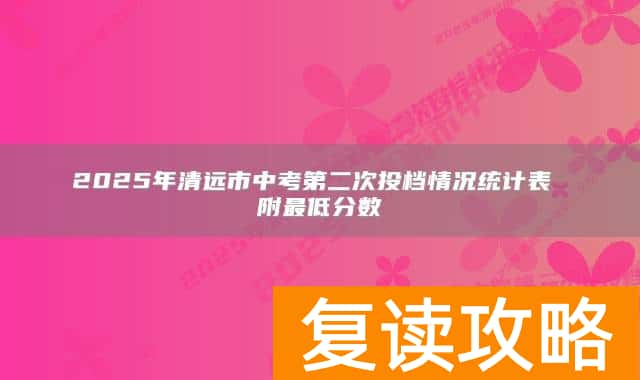 2025年清远市中考第二次投档情况统计表 附最低分数