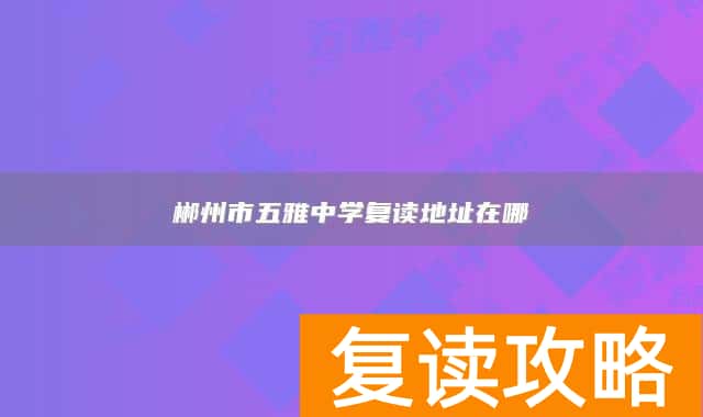郴州市五雅中学复读地址在哪