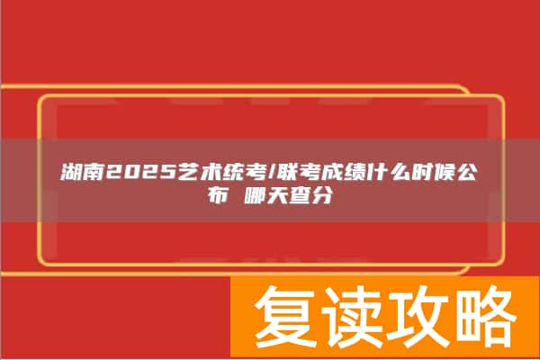 湖南2025艺术统考/联考成绩什么时候公布 哪天查分