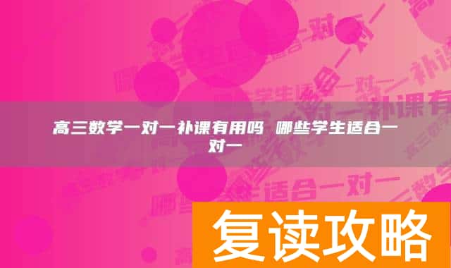 高三数学一对一补课有用吗 哪些学生适合一对一