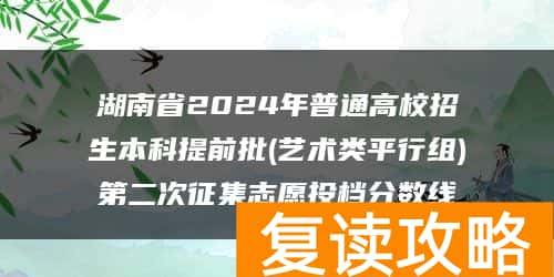 湖南省2024年普通高校招生本科提前批(艺术类平行组)第二次征集志愿投档分数线