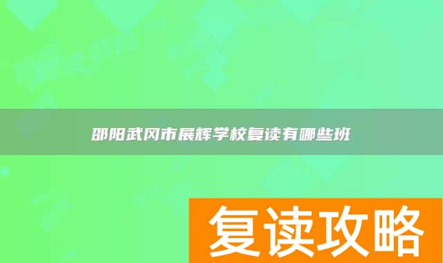 邵阳武冈市展辉学校复读有哪些班