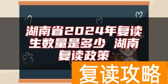 湖南省2024年复读生数量是多少 湖南复读政策