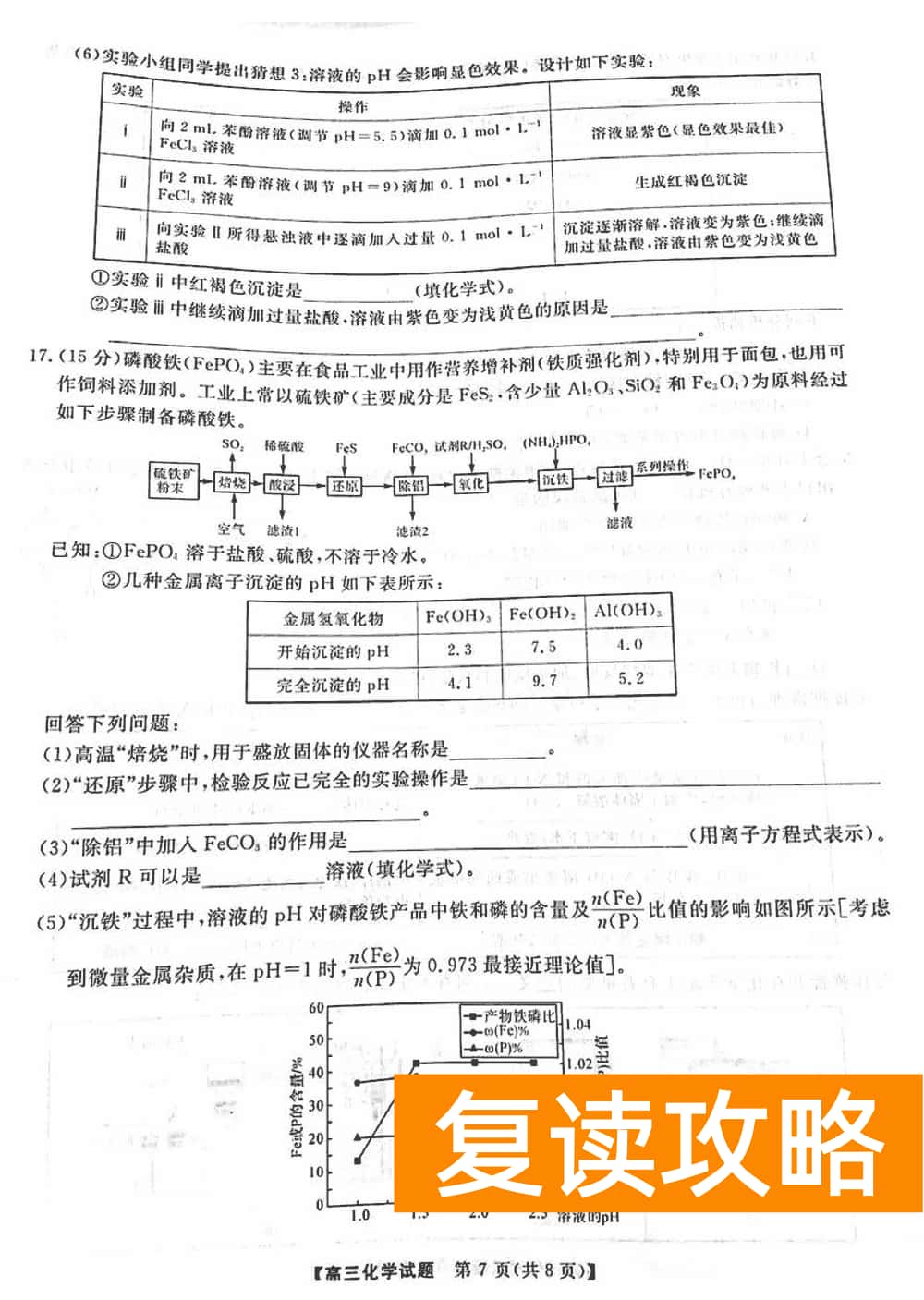 2024届湖南天壹名校联盟高三11月质检化学试题及答案