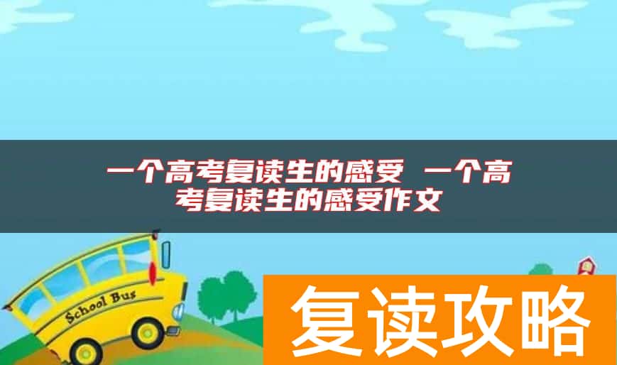 一个高考复读生的感受 一个高考复读生的感受作文