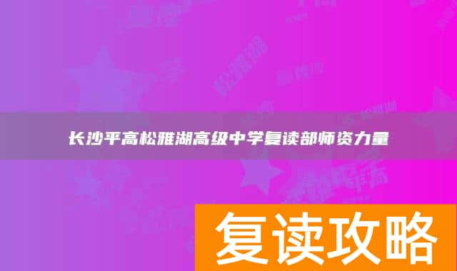 长沙平高松雅湖高级中学复读部师资力量