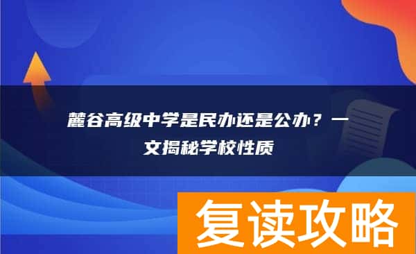 麓谷高级中学是民办还是公办？一文揭秘学校性质