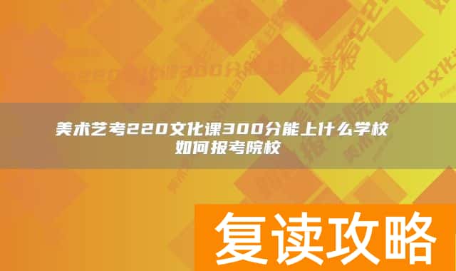 美术艺考220文化课300分能上什么学校 如何报考院校