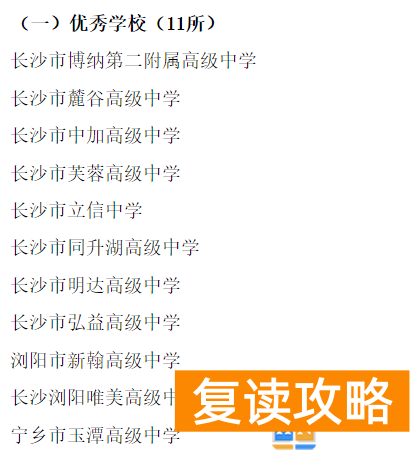 长沙2023优秀民办高中办学情况评估结果 优秀民办高中有哪些