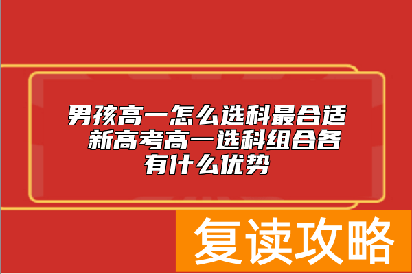 男孩高一怎么选科最合适 新高考高一选科组合各有什么优势