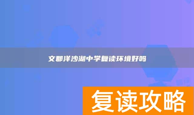 文郡洋沙湖中学复读环境好吗