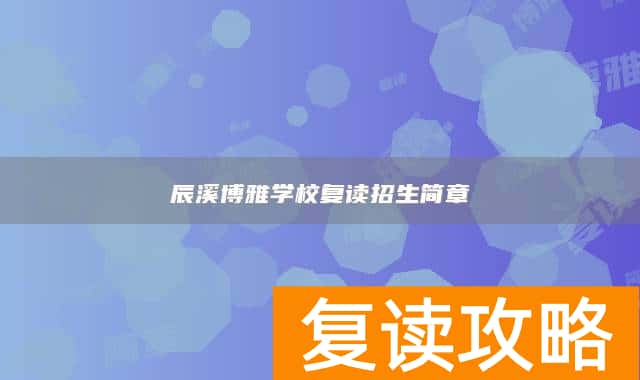 辰溪博雅学校复读招生简章