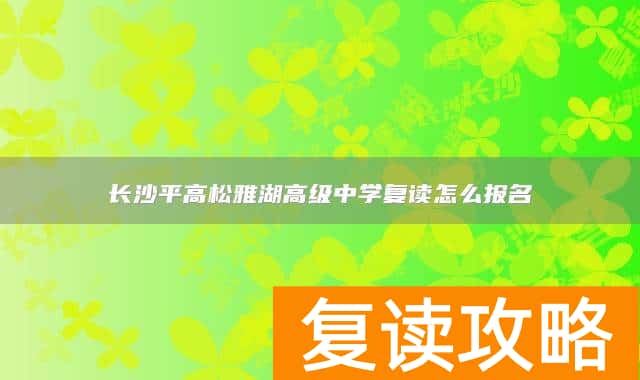 长沙平高松雅湖高级中学复读怎么报名
