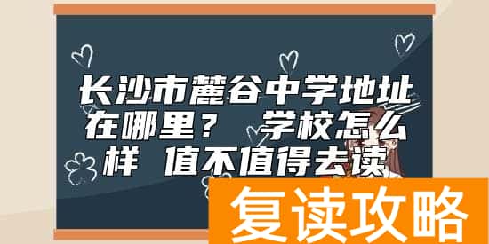 长沙市麓谷中学地址在哪里？ 学校怎么样 值不值得去读