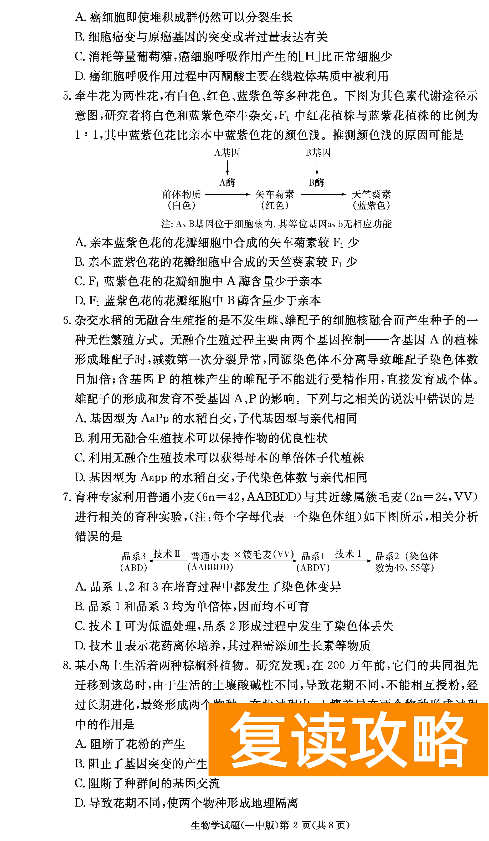 2024届湖南长沙一中高三上学期月考（四）生物试题及答案